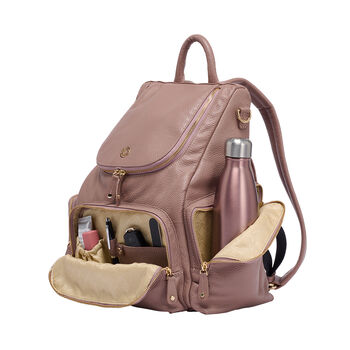 Amber Warm Taupe Leather Backpack, 2 of 11