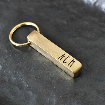 Personalised 21st Anniversary Brass Bar Keyring, 3 of 9