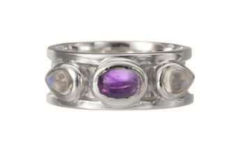 Sterling Silver Mixed Gemstone Drum Ring, 3 of 9