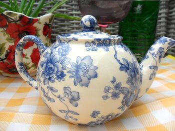 Two Cup Teapot In Blue Peony Imari Design, 5 of 9