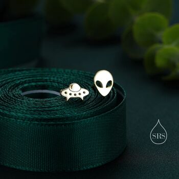 Mismatched Alien And Ufo Stud Earrings, 2 of 9