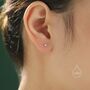 Sterling Silver Tiny Pink Cz Barbell Earrings, thumbnail 5 of 12