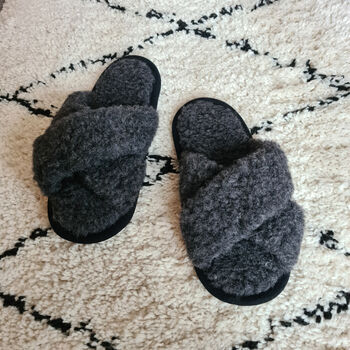 Pure Wool Black Crossover Mules, 3 of 4