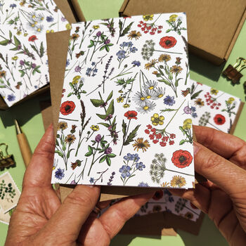 10 X Wild Meadow Patterned Notecards, 3 of 7