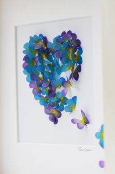 Framed Memorial Butterfly Heart Forget Me Not Colours, 3 of 7