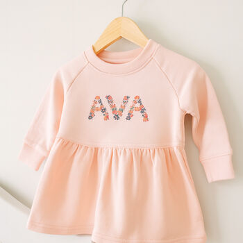 Personalised Name Pink Long Sleeved Dress, 2 of 3