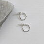 Small Silver Hexagon Hoop Earrings, thumbnail 2 of 6