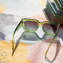Green Chunky Angled Square Sunglasses, thumbnail 2 of 3