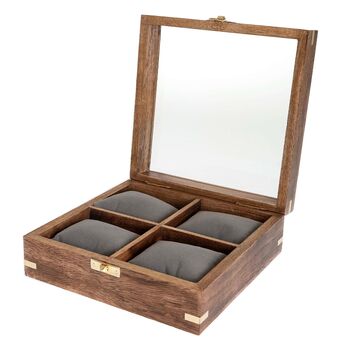 Personalised Four Watches Wood And Glass Watch Box, 4 of 7