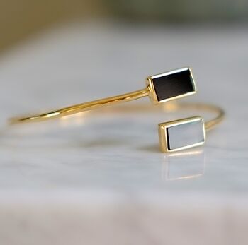 Adjustable Gold Plated And Black Onyx Bangle, 3 of 4