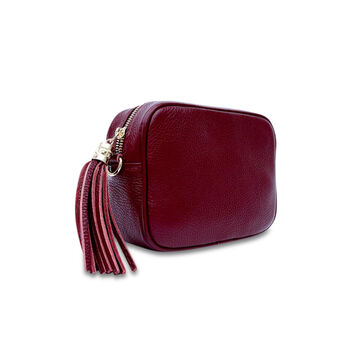 Plum Leather Crossbody Bag And Aztec Strap, 4 of 10