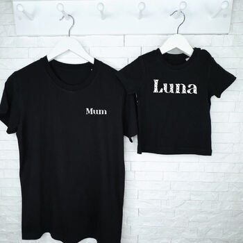Polka Dot Personalised Matching Mum And Daughter T Shirt Set, 3 of 6
