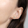 Blue Topaz Stud Earrings With Removable Halo, thumbnail 8 of 10
