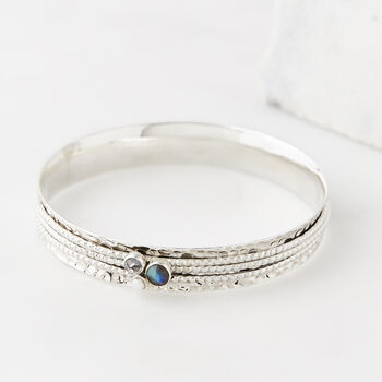 Ethereal Galaxy Labraodrite And Pearl Spinning Bangle, 6 of 10