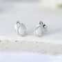 Mini Sterling Silver Teardrop White Opal Stud Earrings, thumbnail 1 of 11