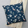 Rspb Blossom And Bird Navy Cushion Cover, thumbnail 1 of 2