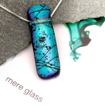 Blue Green Colour Changing Glass Necklace Sterling Silver, 4 of 10