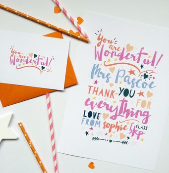 You Are Wonderful Thank You Teacher Print, 5 of 6