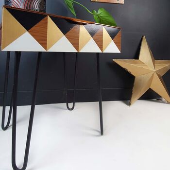 Vintage Drawer Side Table With Geometric Design, 2 of 8