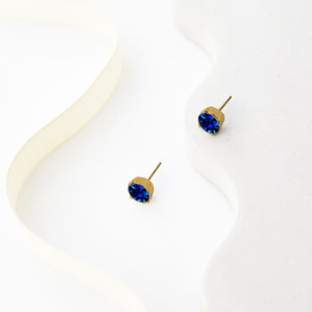 Sapphire Blue Swarovski Crystal Stud Earrings, 4 of 5
