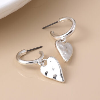 Silver Plated Half Hoop Heart Stud Earrings – 15mm, 3 of 6