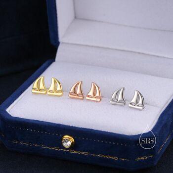 Sterling Silver Sailing Boat Stud Earrings, 4 of 11