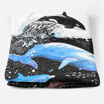 Whales Fleece Blanket, 3 of 6