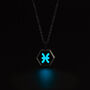 Pisces Zodiac Glowing Pendant Necklace With Uv Keyring Torch, thumbnail 1 of 12