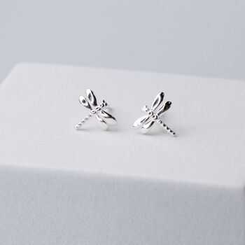 Sterling Silver Dainty Dragonfly Stud Earrings, 2 of 5