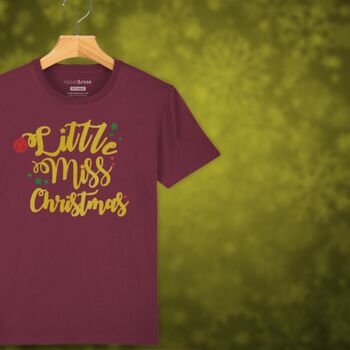 'Little Miss Christmas' Glittery Girls Christmas T Shirt, 3 of 12