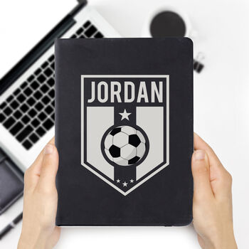 Personalised Football Badge Black Notebook, 2 of 5