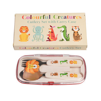 Colourful Creatures Children's Cutlery Set With Case, 5 of 5