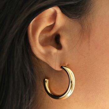 Large Chunky Hoop Earrings In Gold Plating, 4 of 8