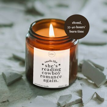 Reading Cowboy Romance Again Candle, Book Lover Gifts, 2 of 11
