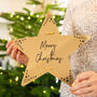 'Merry Christmas' Gold Star Christmas Tree Topper, thumbnail 1 of 5