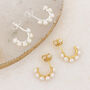 18ct Gold Plated Or Silver Half Hoop Pearl Earrings, thumbnail 2 of 6