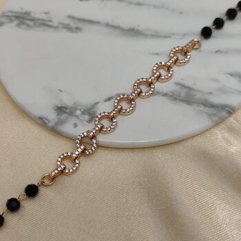 Zircon Round Chain Link Beaded Adjustable Bracelet, 4 of 7