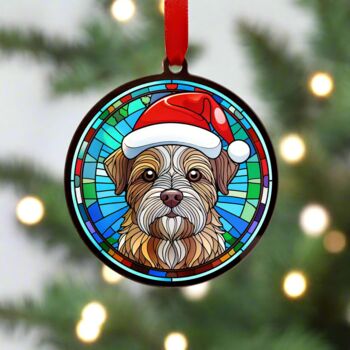 Border Terrier In Santa Hat Suncatcher Decoration, 2 of 6