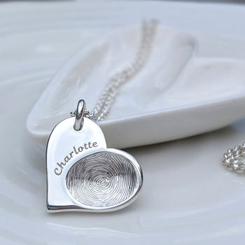 Personalised Silver Fingerprint Heart Necklace, 2 of 5
