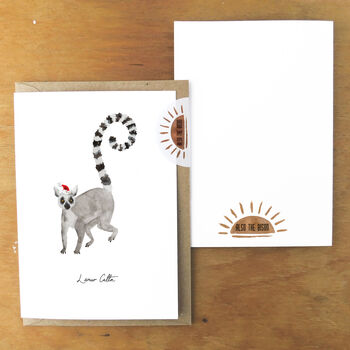 Conspiracy Christmas Ring Tailed Lemur Greetings Card, 5 of 6
