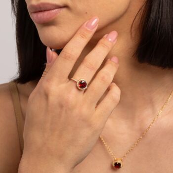 Round Red Garnet 18k Gold Plated Ring, 2 of 5