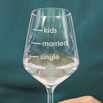 'Single, Married, Kids' Measures Wine Glass, 2 of 4