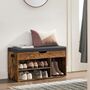 Shoe Bench With Cushion Hidden Storage Shelves, thumbnail 3 of 12
