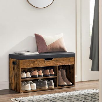 Shoe Bench With Cushion Hidden Storage Shelves, 3 of 12