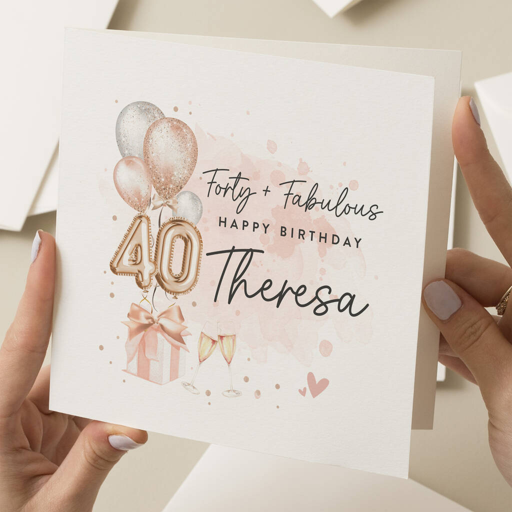 Custom Fortieth Birthday Card For Her By Paper Scene