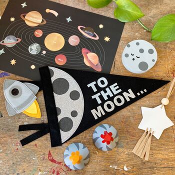 Moon Felt Pennant Flag Space Decoration Gift For Kids, 3 of 5