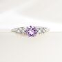 Lavender Amethyst Five Stone Ring In Sterling Silver And Gold, thumbnail 1 of 11