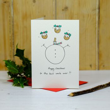 Personalised 'Juggling Snowman' Handmade Card, 4 of 10