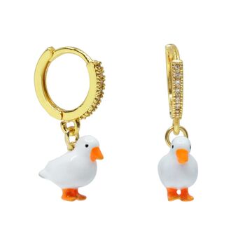 Enamel Korl Duck Hoop Earrings, 4 of 4