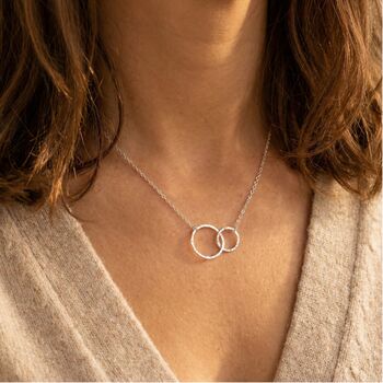 Mother Daughter Jewellery Gift Sterling Silver Interlocked Necklace On Meaningful Backing Card, 4 of 5